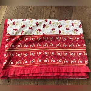 World Market Cotton Square (68 Inch) Tablecloth Red Leaves Border Floral Pretty